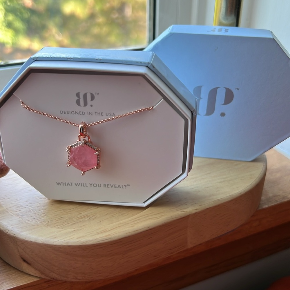 Rose Gold Hexagon Pendant Necklace